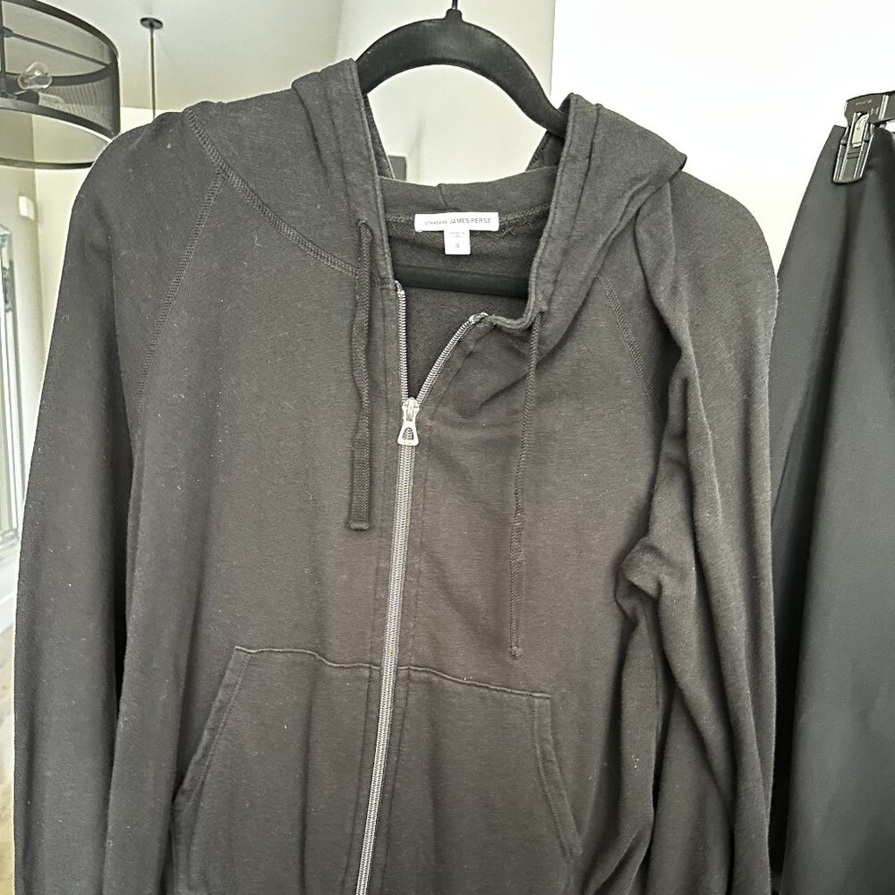 James Perse Black Size 4 Zip Up Hoodie (worn by Christina Hendricks/Good Girls)